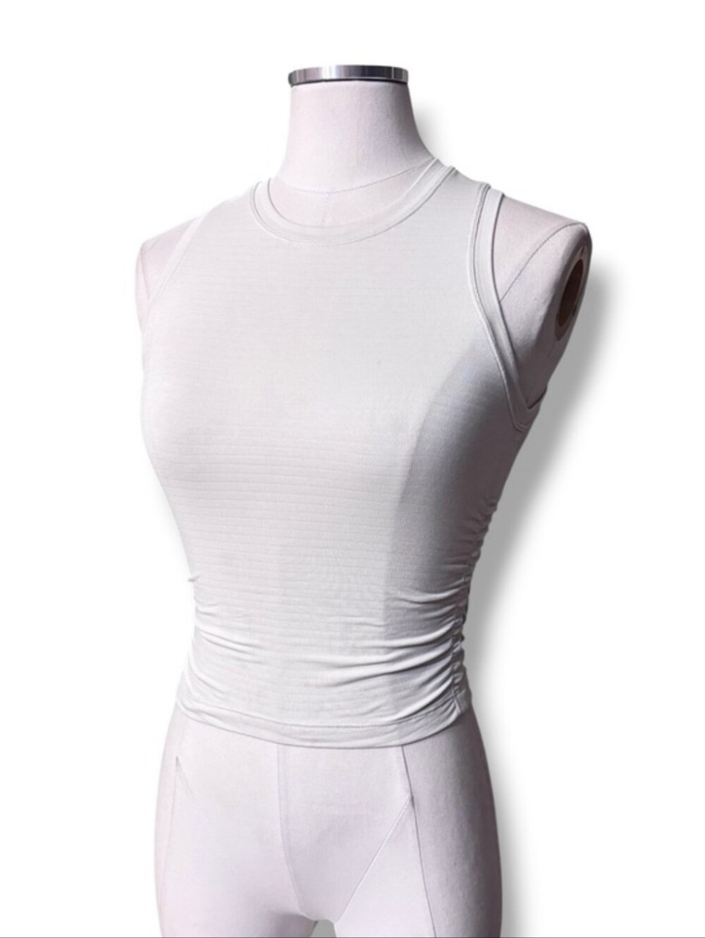 LULULEMON Off White Mesh Ruched Tank Size 0